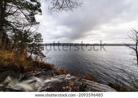 View over Lygnern lake in Kungsbacka, western Sweden. It is the largest lake in Halland County. Photo taken from Ramhulta waterfall. 