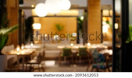 Background blurred couter coffee bar Resturant cafe, cafe blurred background with bokeh