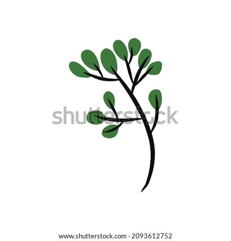 lineart floral isolated on white background. plant lineart illustration
