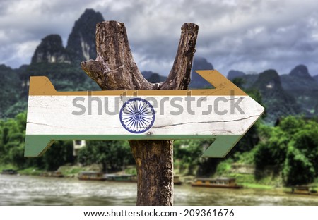 India wooden sign with a forest background