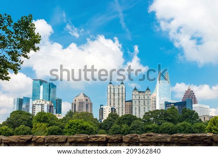 Skyline  of midtown Atlanta, Georgia  from Piedmont Park.
