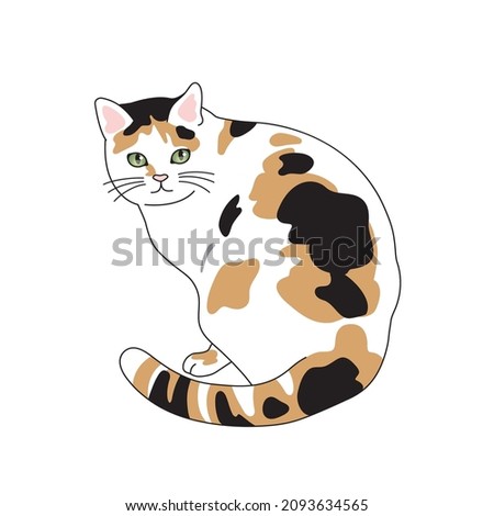 Illustration of a calico cat. Royalty-Free Stock Photo #2093634565