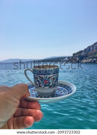 Turkish coffee concept in near plan