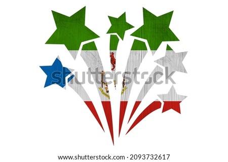 World countries. Fireworks in colors of national flag on white background. Equatorial Guinea