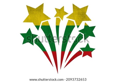 World countries. Fireworks in colors of national flag on white background. Lithuania