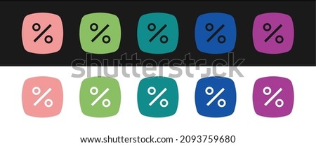 Set Discount percent tag icon isolated on black and white background. Shopping tag sign. Special offer sign. Discount coupons symbol.  Vector