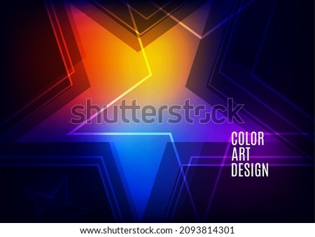 Modern template for business or technology presentation. Bright abstract overlapping geometric star shapes on a dark background. Online presentation of web element and place for text. Vector