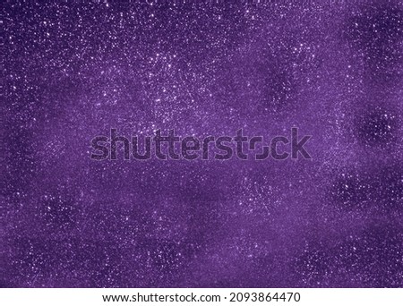 Abstract sparkling purple background with golden Christmas lights. Bokeh of Christmas garlands. The concept of the cover with glitter. pantone colors. Very peri color of the year 2022. Very Peri. 