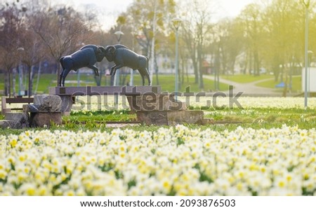 Druskininkai, Lithuania - April 28, 2021: Narcissus flower celebration day in resort town Druskininkai, Lithuania Royalty-Free Stock Photo #2093876503