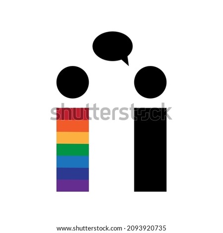 Schematic man silhouette. Speech bubble icon. Colored and black. Communication concept. Vector illustration. Stock image. 