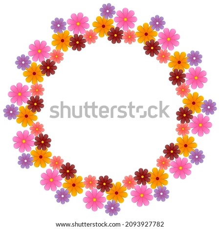 Head wreath made of bright flowers. Illustration.
