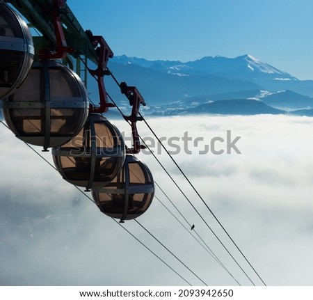 Image of aerial city view of Grenoble with cable car, France. Royalty-Free Stock Photo #2093942650