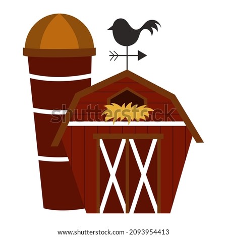 Vector illustration of a barn and a granary. isolated on a white background.