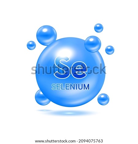 Minerals Selenium Se and Vitamin for health. Medical and dietary supplement health care concept. 3D Vector EPS10 illustration. Isolated on a white background. Royalty-Free Stock Photo #2094075763