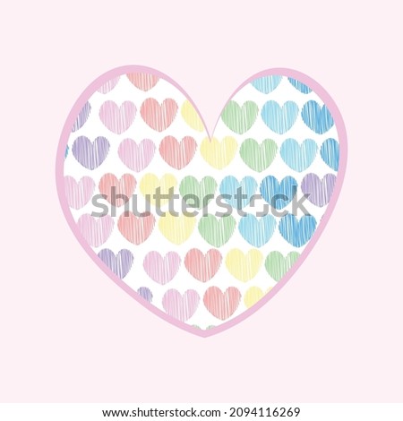 Valentine card with rainbow colored hearts. Suitable for print, postcard design, poster, background 