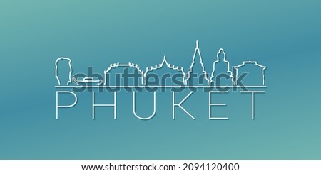 Phuket, Mueang Phuket District, Thailand Skyline Linear Design. Flat City Illustration Minimal Clip Art. Background Gradient Travel Vector Icon. Royalty-Free Stock Photo #2094120400