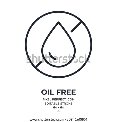 No fat or oil free product concept editable stroke outline icon isolated on white background flat vector illustration. Pixel perfect. 64 x 64.