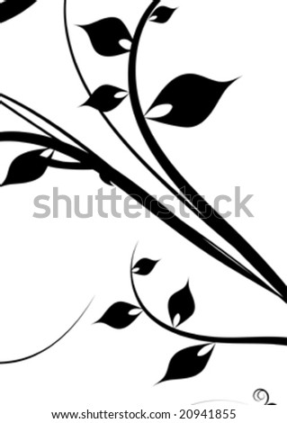black design ornament with leaf isolated on white