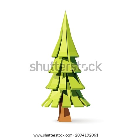 Vector illustration of a green tree, isolated object on a white background design element for landscape and nature, symbol of ecology and clean nature. Abstract 3d render.