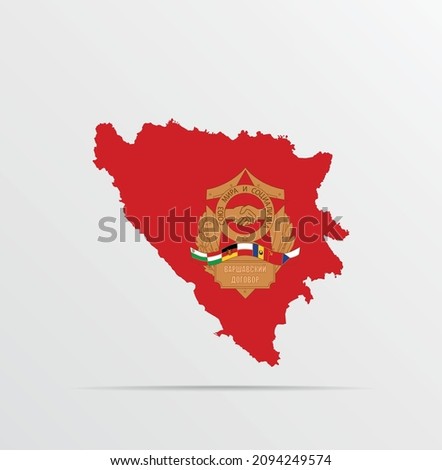 Vector map Bosnia and Herzegovina combined with Warsaw Pact (WP) flag. Royalty-Free Stock Photo #2094249574
