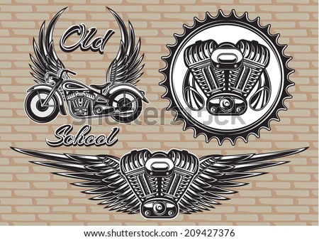 vector set of retro emblems on the motorcycle theme