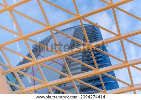 Modern glazed building with avant-garde straight lines.
