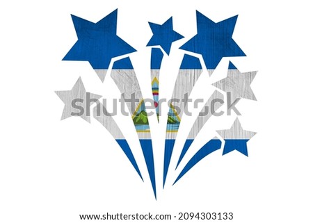 World countries. Fireworks in colors of national flag on white background. Nicaragua