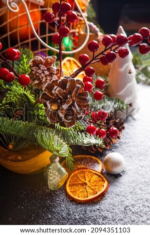 Christmas decoration on dark background