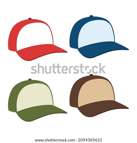 Baseball hat, ball cap icon. Hip Hop cap. Vector illustration, isolated on background.