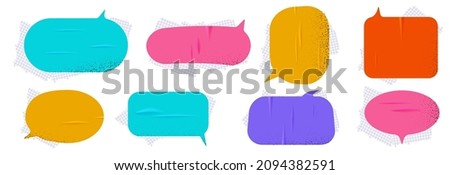 Modern grunge school sticker for collage or note. Speech bubble with realistic texture. Png emotional message. Vector illustration. Royalty-Free Stock Photo #2094382591