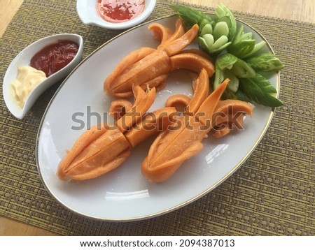 Fried Squid Sausage on white