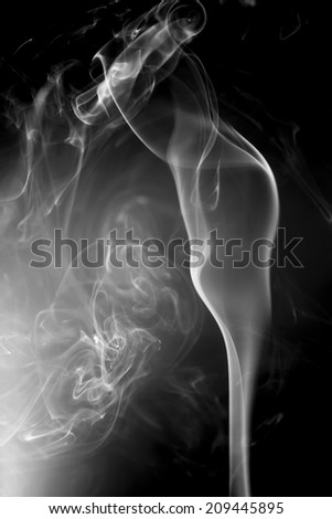 White Smoke Abstract on black background