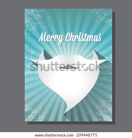 Merry Christmas santa claus hipster poster for party or greeting card on grunge blue background with rays. Vector illustration