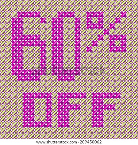 Sale tag 60 % off knitted background cross stitch texture