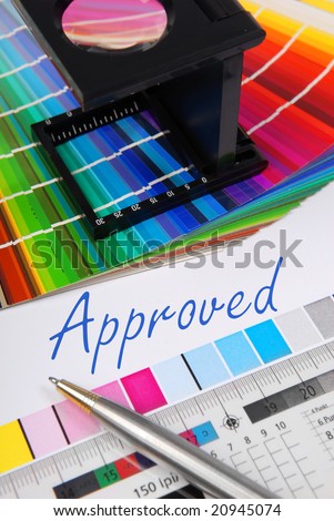 Approved - Characteristic image for the pre-press and printing industry.