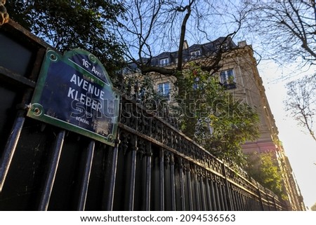 famous parisians streets names signs panel  avenue kleber 16th champs élysée
