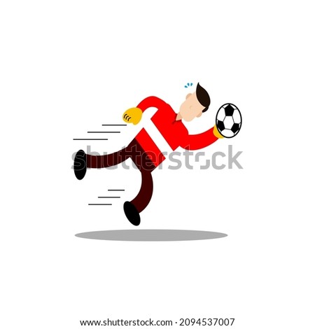 Goalkeeper catches the ball.  Vector illustration on white background.