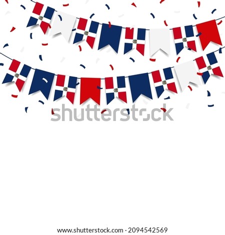 Independence Day in Dominican Republic. Garland with the flag of Dominican Republic on a white background. Vector Ilustration.
 Royalty-Free Stock Photo #2094542569