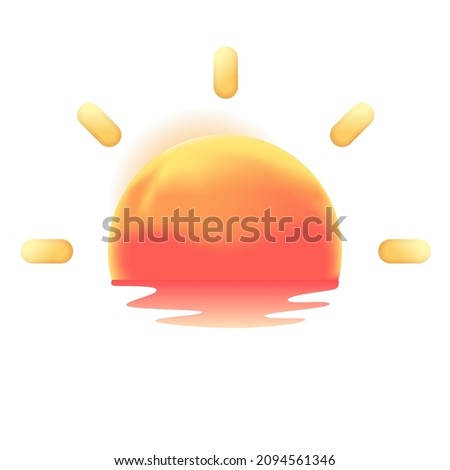 set or sun rise in horizon isolated 3d icon vector illustration