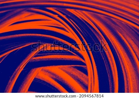 Brush strokes grunge abstract curves texture background. Geometrical curved lines and shapes in orange, blue colors