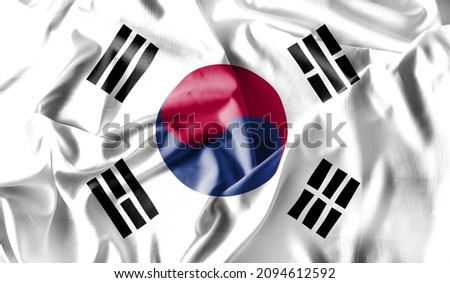 Korea, South flag waving Celebration, Beautifully waving flag Close up of flag.
