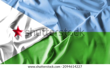 Djibouti flag waving Celebration, Beautifully waving flag Close up of flag.
