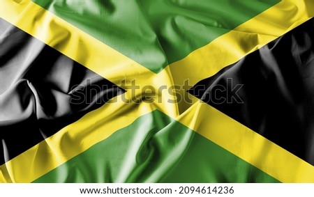 Jamaica flag waving Celebration, Beautifully waving flag Close up of flag.
