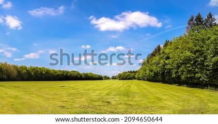 Beautiful high resolution panorama of a landscape with fields and green grass found in Denmark and Germany