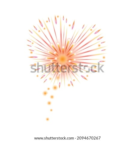Isometric firework celebrating holiday composition with isolated image of heart shaped firework vector illustration