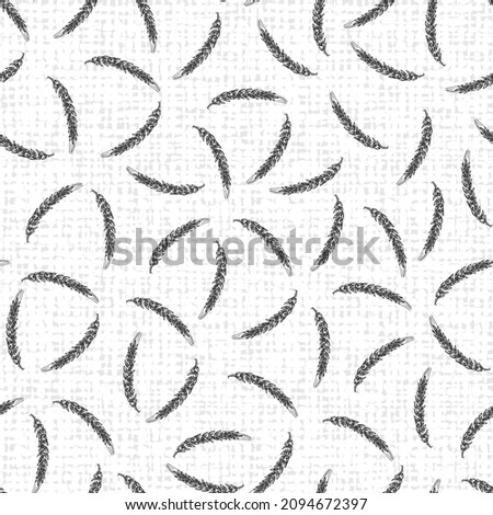 Vector white elegant wheat doodle scattered pattern 06 with canvas background. Suitable for textile, cafe menu design and wallpaper.
