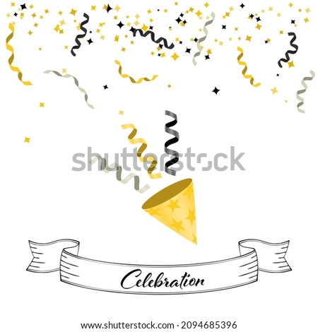 Background illustration of Party Popper and confetti (white background, vector, cut out)