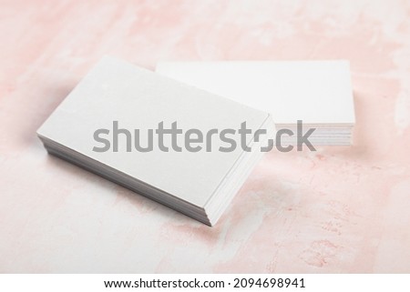 Photos of business cards. Mock-up for corporate identity on a pink background. For graphic designers presentations and portfolios