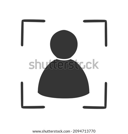 Portrait Icon Silhouette Illustration. Identify Detection Vector Graphic Pictogram Symbol Clip Art. Doodle Sketch Black Sign.