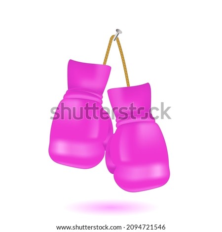 Vector Pink Boxing Glove Icon Isolated on White Background.